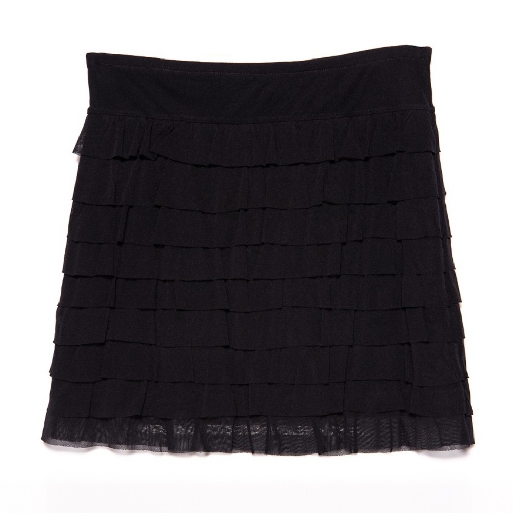 Kimchi Blue Ruffled Tier Black Mini Skirt